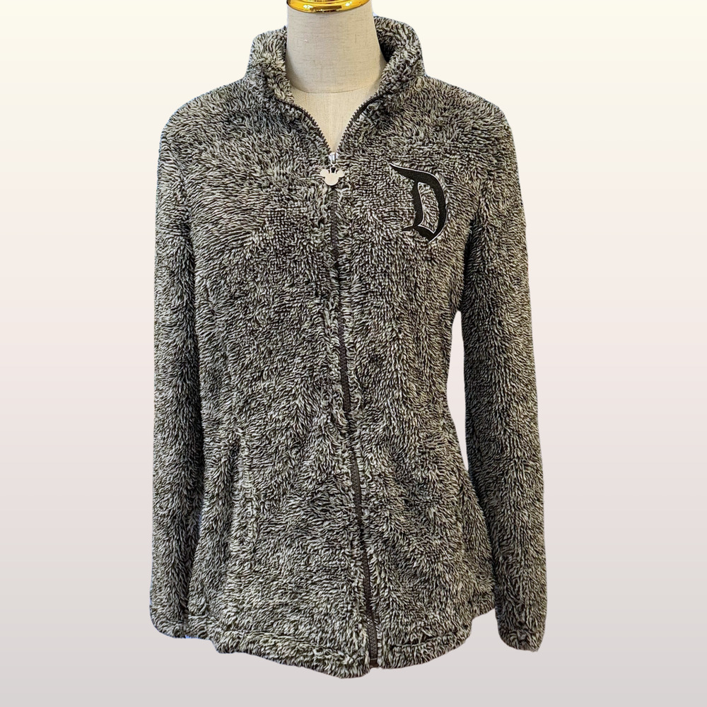 NEW Disneyland Zip-Up Jacket Women's Size XS Gray Fleece Sherpa Disney Parks